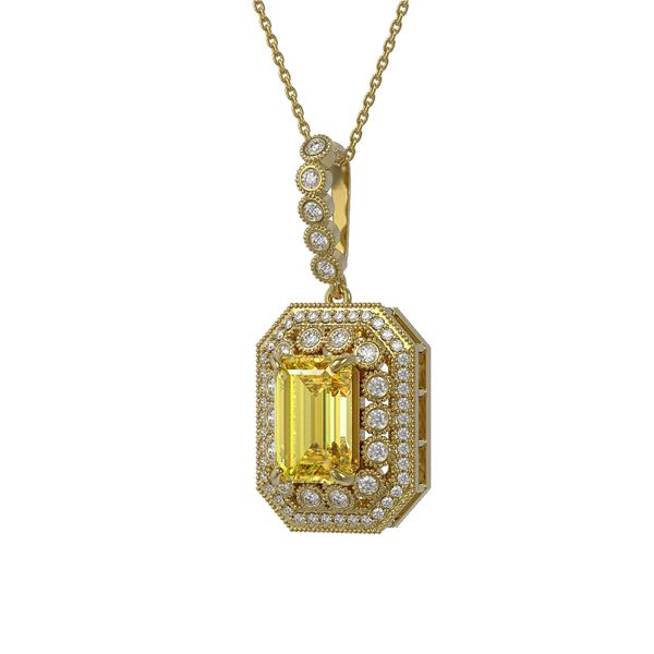 5.82 ctw Canary Citrine & Diamond Victorian Necklace 14K Yellow Gold - REF-172A8N