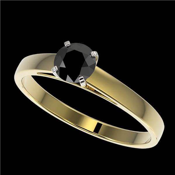 0.50 ctw Fancy Black Diamond Solitaire Engagment Ring 10k Yellow Gold - REF-15W6H
