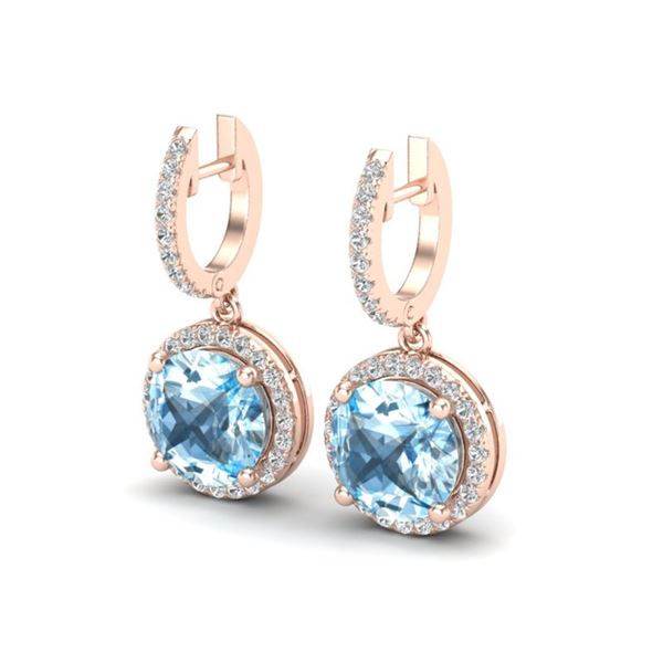 5.50 ctw Sky Blue Topaz & Micro Pave VS/SI Diamond 14k Rose Gold - REF-55G2W