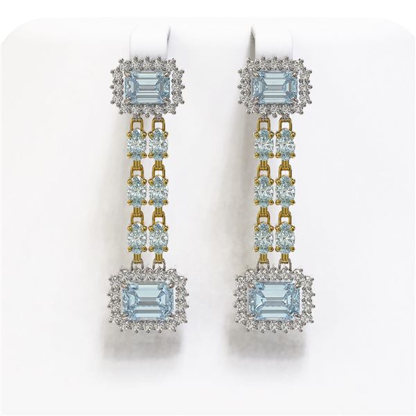 11.04 ctw Sky Topaz & Diamond Earrings 14K Yellow Gold - REF-190R9K