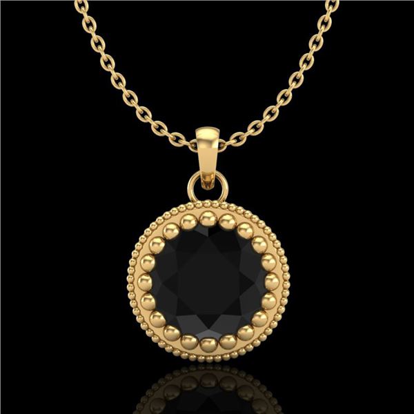 1 ctw Fancy Black Diamond Art Deco Stud Necklace 18k Yellow Gold - REF-39R5K