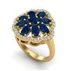 Image 1 : 4 ctw Sapphire & VS/SI Diamond Cluster Designer Ring 10k Yellow Gold - REF-49R3K