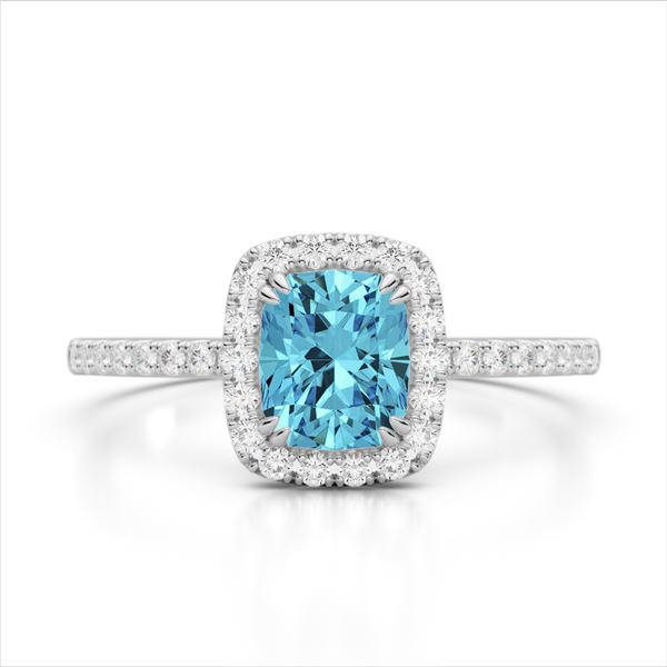 1.25 ctw Sky Blue Topaz & Micro Pave VS/SI Diamond Ring 10k White Gold - REF-25K9Y