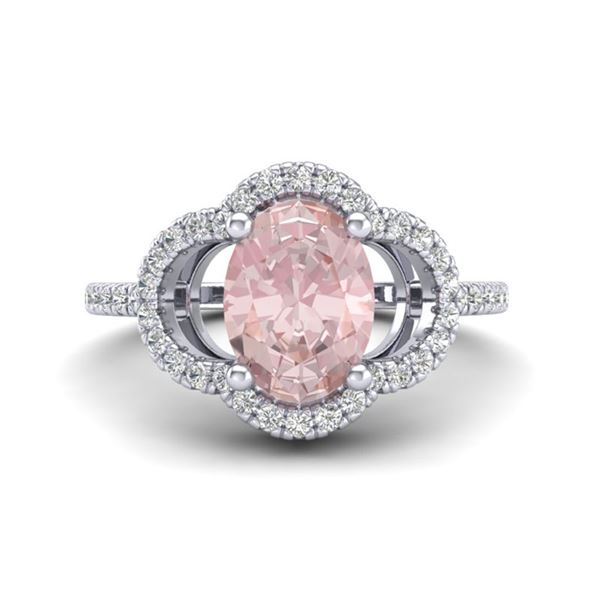 1.75 ctw Morganite & Micro Pave VS/SI Diamond Ring 10k White Gold - REF-40Y9X