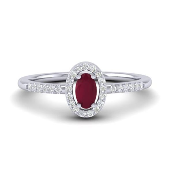 0.56 ctw Ruby & Micro Pave VS/SI Diamond Certified Ring 18k White Gold - REF-23W5H
