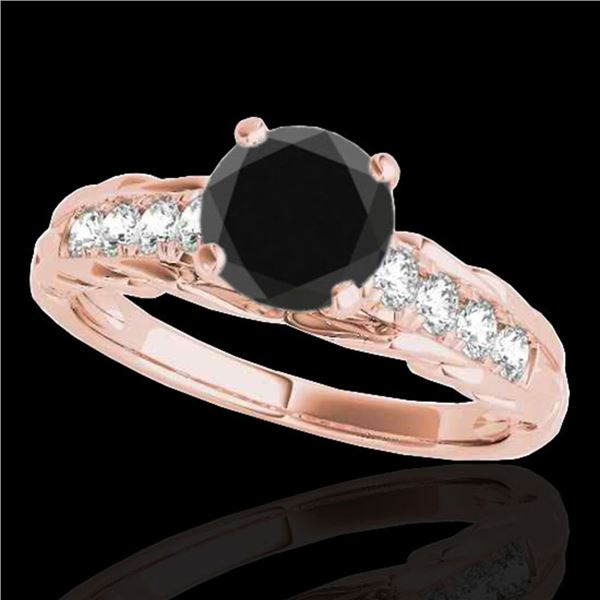 1.2 ctw Certified VS Black Diamond Solitaire Ring 10k Rose Gold - REF-43N6F