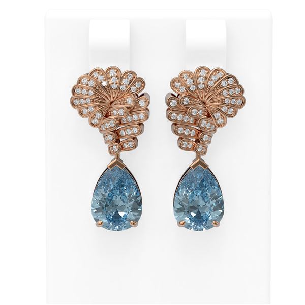 5.63 ctw Blue Topaz & Diamond Earrings 18K Rose Gold - REF-115K6Y