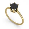 Image 2 : 1.0 ctw Black Diamond Solitaire Engagment Ring 18k Yellow Gold - REF-44A3N
