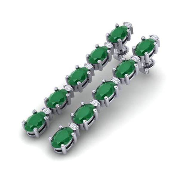 7 ctw Emerald & VS/SI Diamond Certified Tennis Earrings 10k White Gold - REF-49F9M