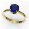 Image 2 : 2 ctw Cushion Cut Sapphire Solitaire Engagment Ring 18k Yellow Gold - REF-33G4W