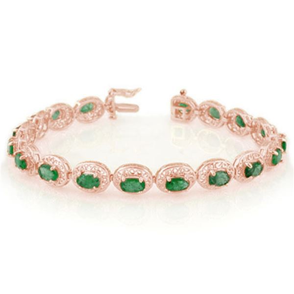 10.0 ctw Emerald Bracelet 14k Rose Gold - REF-150K4Y