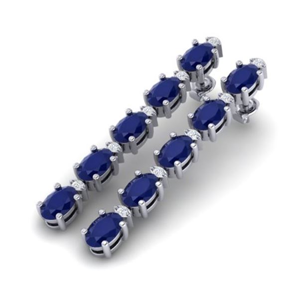 7 ctw Sapphire & VS/SI Diamond Certified Tennis Earrings 10k White Gold - REF-49R9K