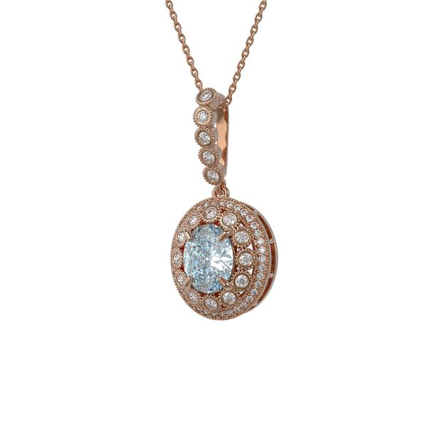 3.82 ctw Aquamarine & Diamond Victorian Necklace 14K Rose Gold - REF-136Y8X