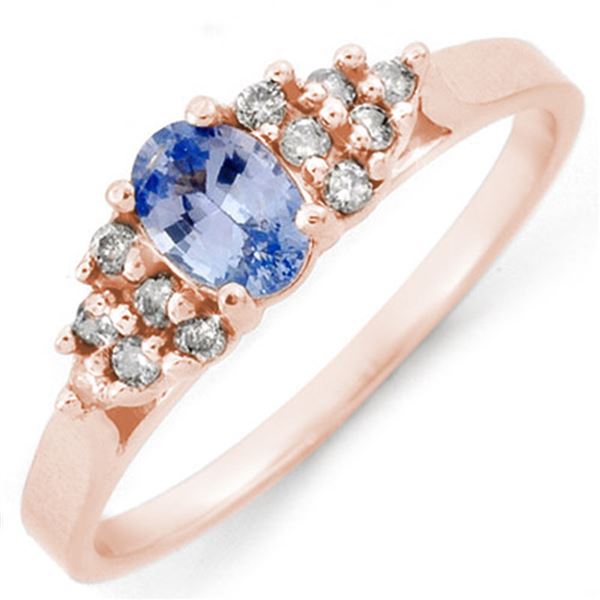 0.74 ctw Blue Sapphire & Diamond Ring 14k Rose Gold - REF-22R5K