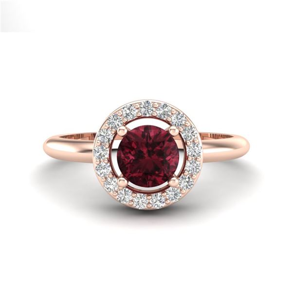 0.75 ctw Garnet & Micro VS/SI Diamond Certified Ring 14k Rose Gold - REF-28X2A