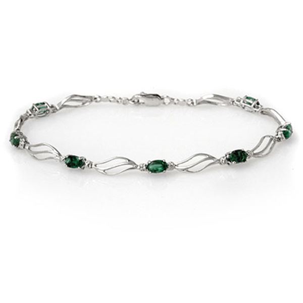 2.02 ctw Emerald & Diamond Bracelet 10k White Gold - REF-40R9K