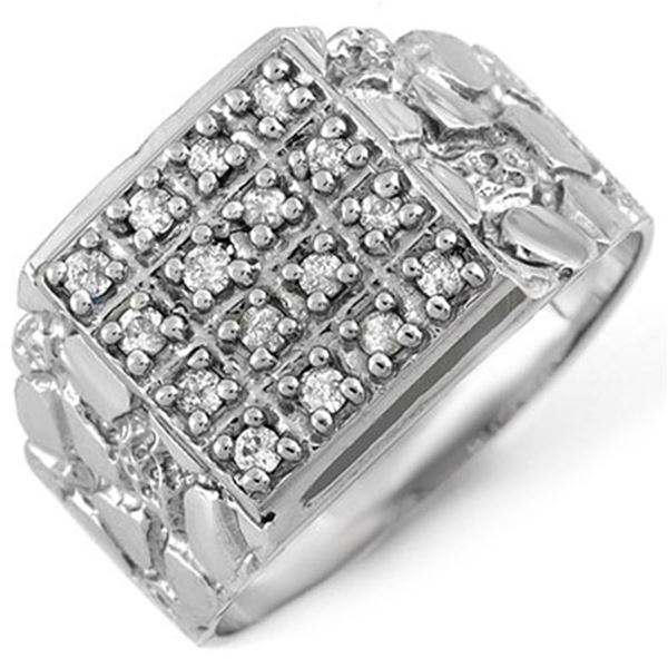 0.50 ctw Certified VS/SI Diamond Men's Ring 10k White Gold - REF-47M8G