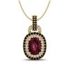 Image 1 : 2.50 ctw Garnet With Black Micro VS/SI Diamond Necklace 14k Yellow Gold - REF-52A8N
