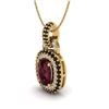 Image 2 : 2.50 ctw Garnet With Black Micro VS/SI Diamond Necklace 14k Yellow Gold - REF-52A8N