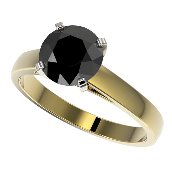 2 ctw Fancy Black Diamond Solitaire Engagment Ring 10k Yellow Gold - REF-43M2G