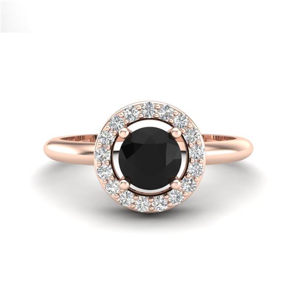 0.70 ctw Micro Pave Halo VS/SI Diamond Certified Ring 14k Rose Gold - REF-37W3H