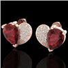Image 1 : 2.50 ctw Garnet & Micro Pave VS/SI Diamond Earrings 10k Rose Gold - REF-22G5W