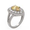 Image 2 : 4.12 ctw Canary Citrine & Diamond Victorian Ring 14K White Gold - REF-125Y5X