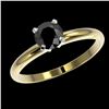 Image 2 : 0.75 ctw Fancy Black Diamond Solitaire Engagment Ring 10k Yellow Gold - REF-19R3K