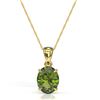 Image 2 : 3 ctw Green Tourmaline Designer Solitaire Necklace 18k Yellow Gold - REF-33F8M