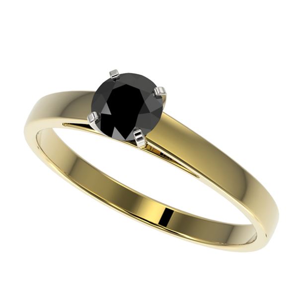 0.50 ctw Fancy Black Diamond Solitaire Engagment Ring 10k Yellow Gold - REF-15N6F