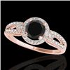 Image 1 : 1.25 ctw Black Diamond Solitaire Halo Ring 10k Rose Gold - REF-43W6H