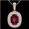 Image 1 : 2.60 ctw Garnet & Micro Pave VS/SI Diamond Necklace 10k Rose Gold - REF-50Y8X
