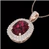 Image 2 : 2.60 ctw Garnet & Micro Pave VS/SI Diamond Necklace 10k Rose Gold - REF-50Y8X