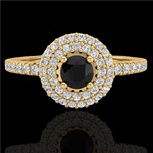 0.80 ctw Micro VS/SI Diamond Designer Ring DOUBLE 18k Yellow Gold - REF-46H3R