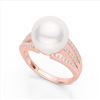 Image 2 : 0.30 ctw Micro Pave VS/SI Diamond & Pearl Designer Ring 14k Rose Gold - REF-39G3W