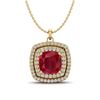 Image 1 : 2.52 ctw Ruby & Micro Pave VS/SI Diamond Necklace 18k Yellow Gold - REF-55N2F