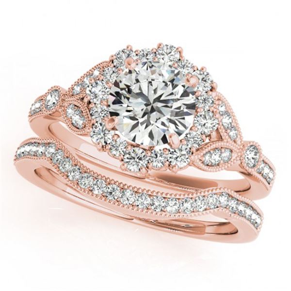 1.19 ctw Certified VS/SI Diamond 2pc Wedding Set Halo 14k Rose Gold - REF-113N9F