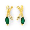 Image 1 : 0.50 ctw Emerald & Diamond Earrings 10k Yellow Gold - REF-13R5K