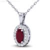 Image 2 : 0.51 ctw Ruby & Micro Pave VS/SI Diamond Necklace 18k White Gold - REF-23Y2X