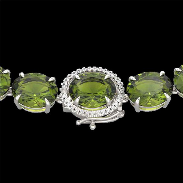 145 ctw Green Tourmaline & VS/SI Diamond Micro Necklace 14k White Gold - REF-2000N2F