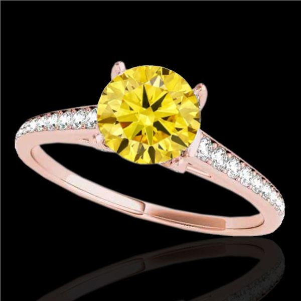 2 ctw Certified SI/I Fancy Intense Yellow Diamond Ring 10k Rose Gold - REF-320H5R