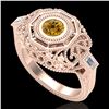 Image 1 : 0.75 ctw Intense Fancy Yellow Diamond Art Deco Ring 18k Rose Gold - REF-227N3F