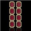 Image 1 : 20.59 ctw Ruby & Diamond Micro Pave Halo Earrings 10k Yellow Gold - REF-230W9H