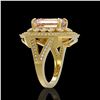 Image 3 : 6.08 ctw Certified Morganite & Diamond Victorian Ring 14K Yellow Gold - REF-226K4Y