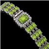 Image 2 : 25.34 ctw Peridot & Diamond Bracelet 14K White Gold - REF-318N2F