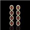 Image 1 : 6.2 ctw Garnet & Diamond Micro Pave Halo Earrings 10k Yellow Gold - REF-143X6A