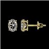 Image 2 : 1 ctw Certified VS/SI Quality Oval Diamond Stud Earrings 10k Yellow Gold - REF-120H3R