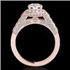 Image 2 : 1.8 ctw Certified Diamond Solitaire Halo Ring 10k Rose Gold - REF-218K2Y