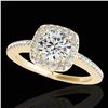 Image 1 : 1.25 ctw Certified Diamond Solitaire Halo Ring 10k Yellow Gold - REF-190W9H