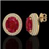 Image 2 : 9.20 ctw Ruby & Micro Pave VS/SI Diamond Earrings 18k Yellow Gold - REF-190M2G